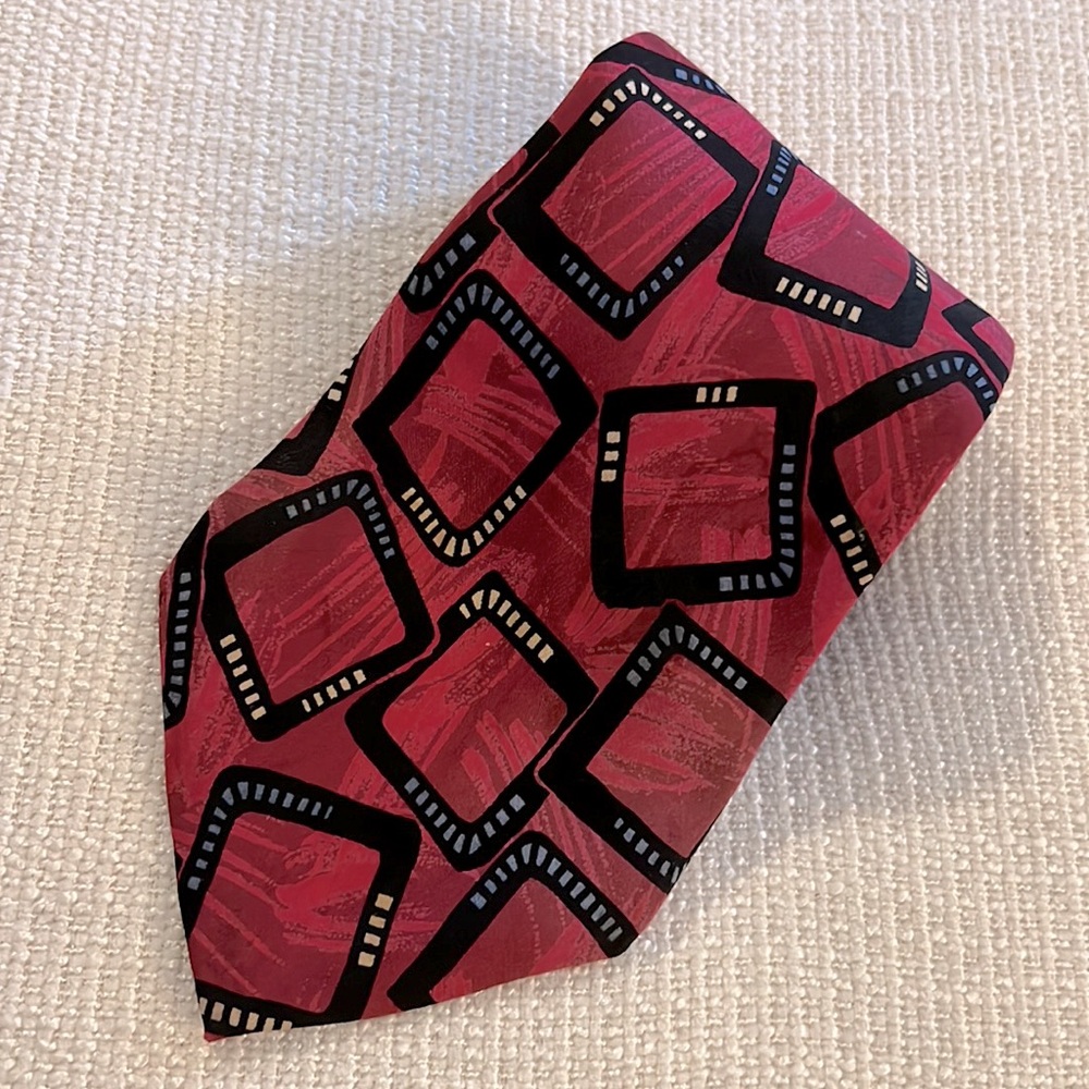 Austin Grey Retro Squares Pattern Men’s Tie Silk Office Formal Career Business